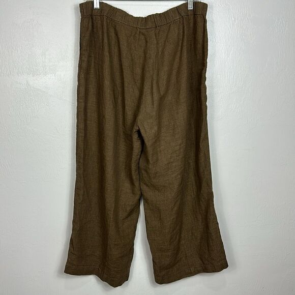 J. Jill Love Linen Brown Wide Leg Lagenlook Crop Pants Size MP - Picture 4 of 11